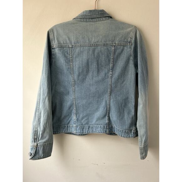 Y2K Vintage GAP Stretch Denim Blazer Jean Light Wash Jacket Medium Fall 2004 - Picture 10 of 15